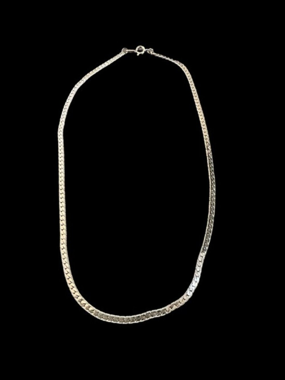 Vintage Silver-Tone Snake Chain Necklace With C-Clasp - 15.5 Inches - Picture 2 of 6